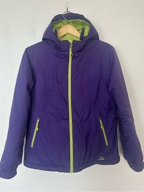 L.L.Bean Kids Ski Jacket XL 18 Purple Green PrimaLoft Snow Coat